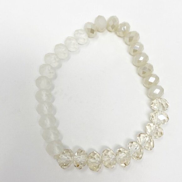 Cream + Champagne Boho Beaded Bracelets Set of 3 - Picture 2 of 4